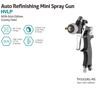 Auto Refinishing Mini Spray Gun HVLP Non Stick Edition Gavity Feed