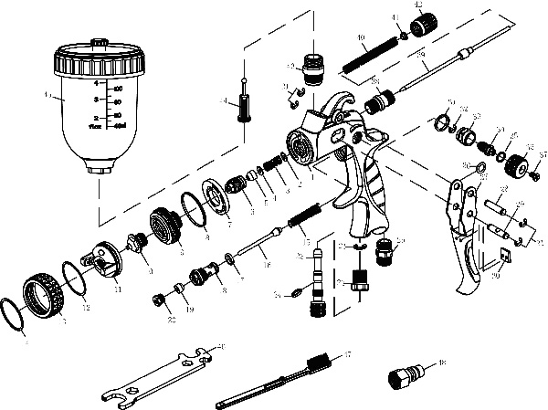 car paint spray gun TH102AG parts list